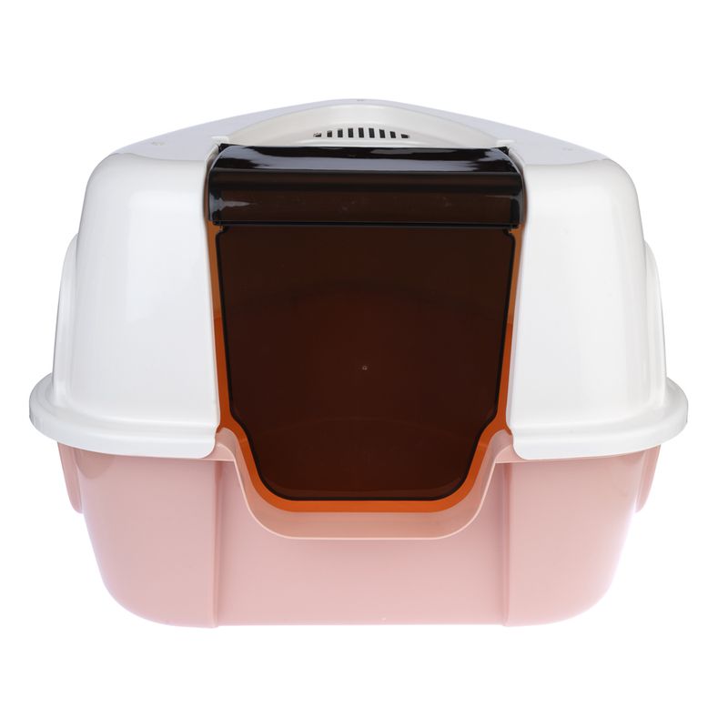 TIAKI Parfait Corner Hooded Litter Tray Cream/ pink