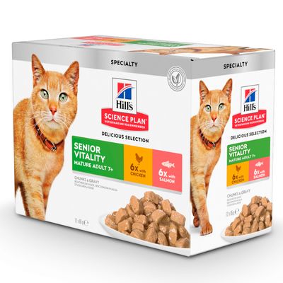 Hill's Science Plan Mature Adult 7+ Senior Vitality 12 x 85g (Chicken & Salmon)