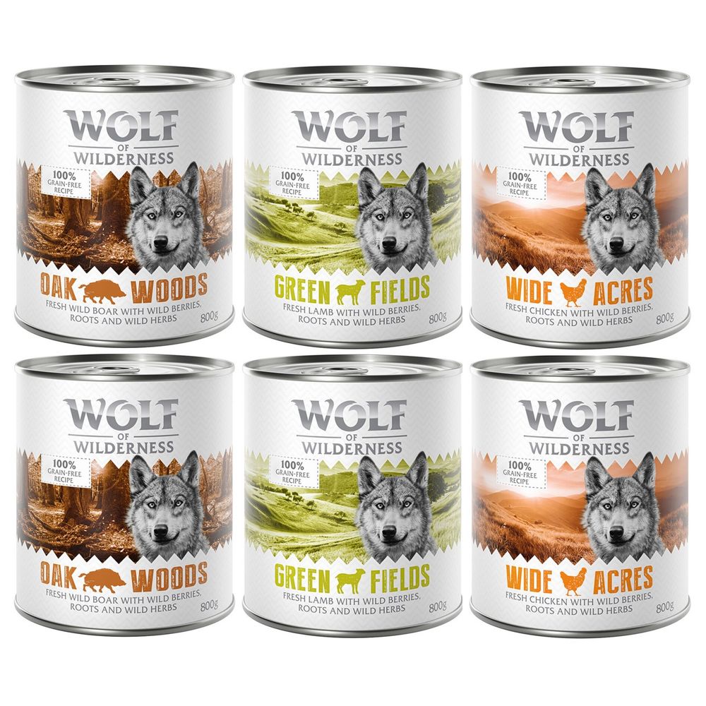 Wolf of Wilderness Adult Single Protein 6 x 800g Mixed Pack (3 Varieties)