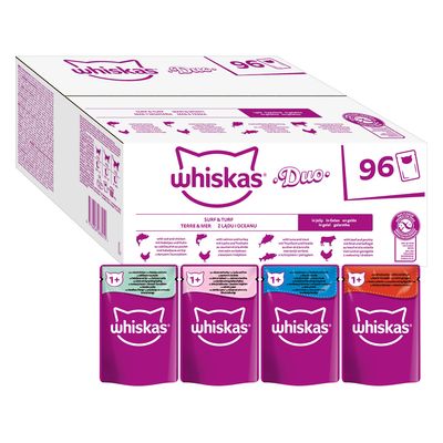 Whiskas Duo Pouches Jumbo Pack 96 x 85g Classic Combos in Jelly