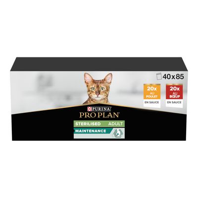 PURINA PRO PLAN Sterilised Adult 40 x 85g Mixed Pack: Beef & Chicken
