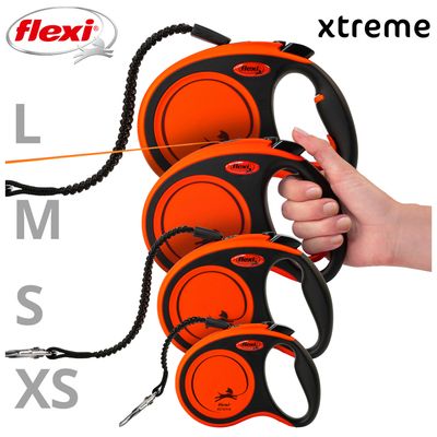 flexi Xtreme Harness Leash - Orange - 3m Size XS: up to 15kg