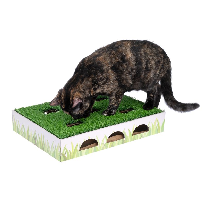 TIAKI Hunting Box with Grass Patch Cat Toy 40 x 28 x 7 cm (L x W x H)