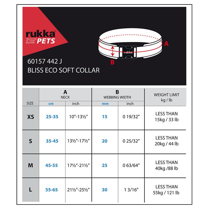 Rukka® Bliss Eco Collar – Grey Size M: 45 - 55cm x 25mm (Neck Circumference x W)
