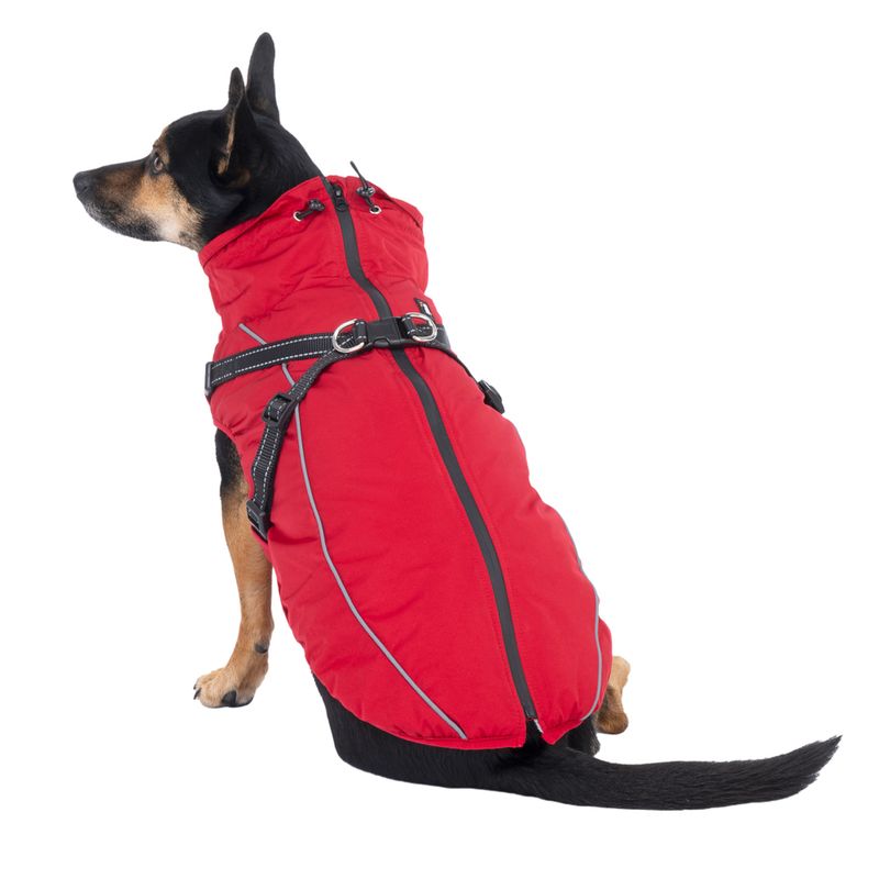 TIAKI Arkon Dog Coat with Harness - Red approx. 35cm (Back Length)