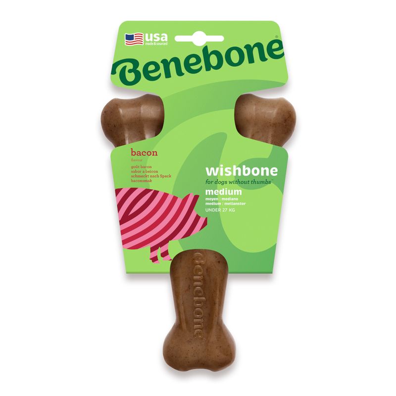 Benebone Wishbone Bacon Small: approx. 17.5 x 10 x 4cm (L x W x H)