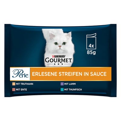 Gourmet Perle Mixed Pack 4 x 85g Turkey, Tuna, Duck & Lamb