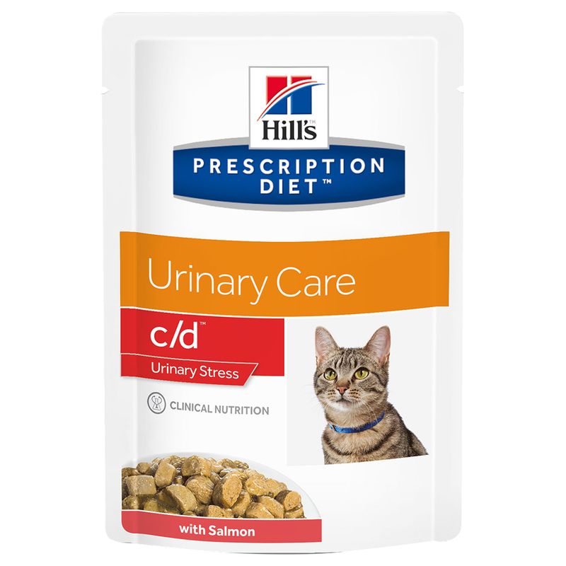 Hill's Feline Prescription Diet Pouches Saver Pack 24 x 85g c/d Urinary Stress Salmon Pouches