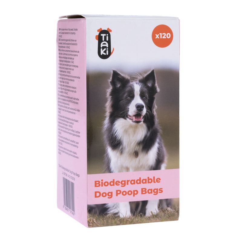 TIAKI Biodegradable Dog Poop Bags 8 Rolls (15 bags per roll)
