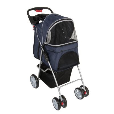 Sporty Pet Stroller for Small Dogs Navy Blue & Grey