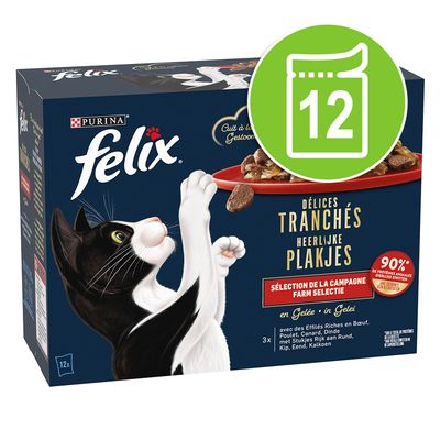 Felix Deliciously Sliced 12 x 80g Farm Selection in Jelly