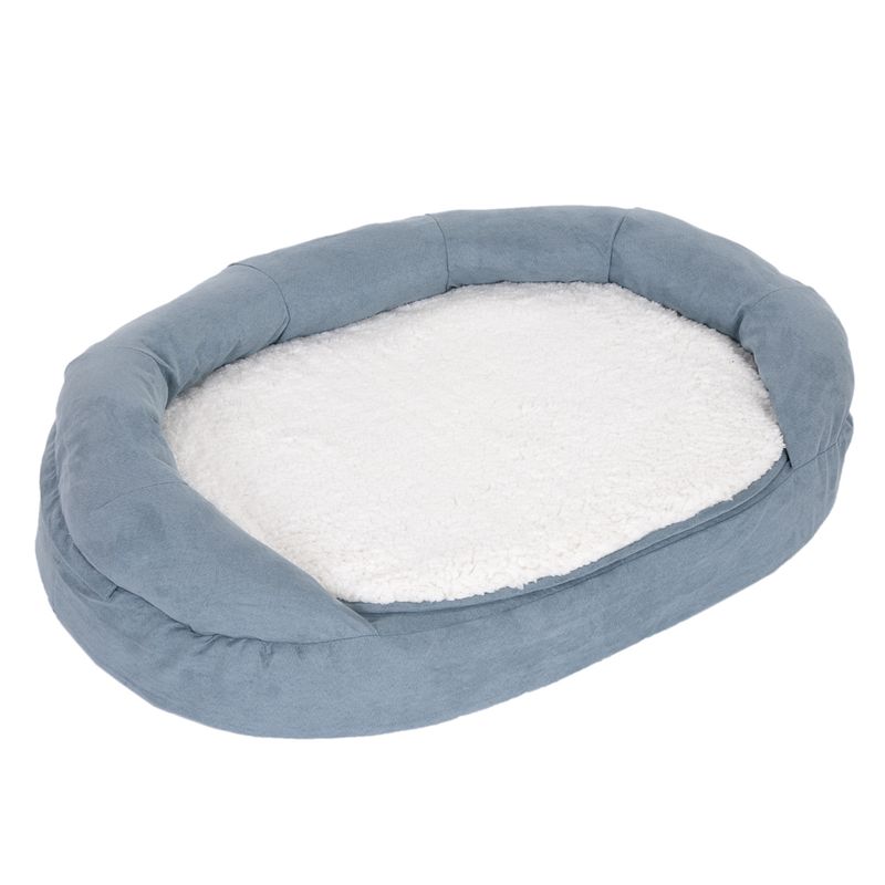Oval Memory Foam Dog Bed, grey-blue 72 x 50 x 20 cm (L x W x H)