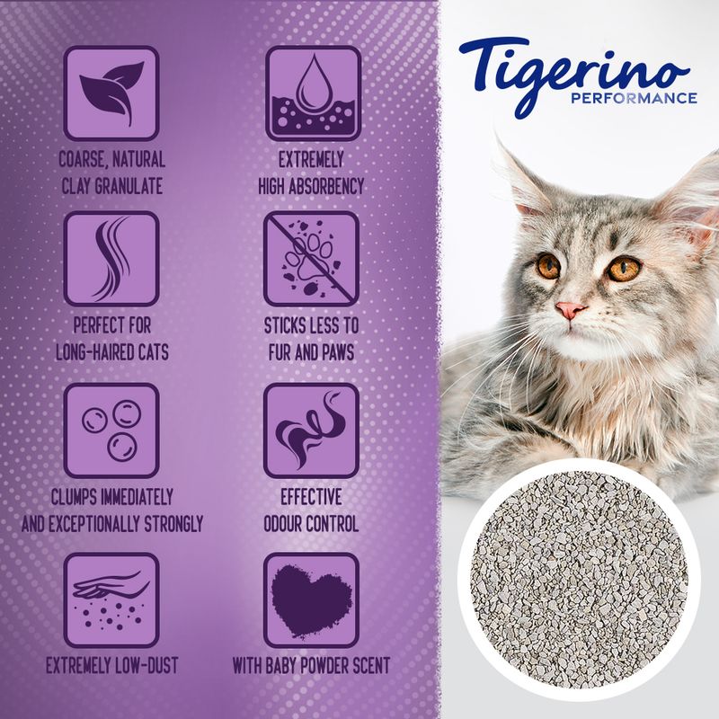 Tigerino Performance XL-Grain Cat Litter – Baby Powder Scent 12kg