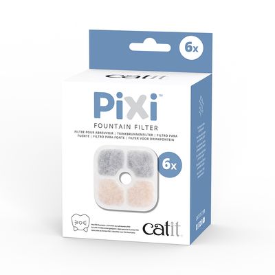Catit Pixi Ceramic Drinking Fountain - White Accessories: 6 Replacement Filters
