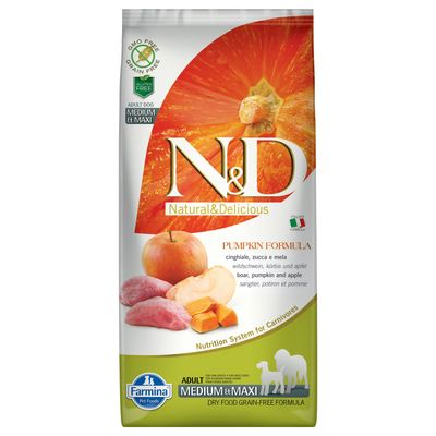 Farmina N&D Grain Free Pumpkin Adult Medium & Maxi with Boar & Apple 12kg