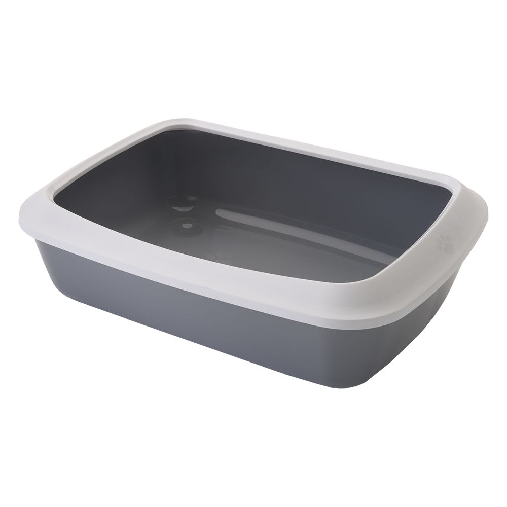 Savic Iriz Litter Tray with Protective Edge - 50cm Light Grey / White