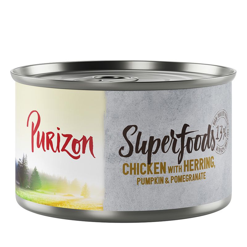 Purizon Superfoods 6 x 140g Mixed Pack (2x Chicken, 2x Tuna, 1x Wild Boar, 1x Game)
