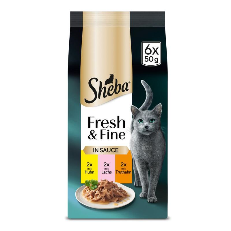 Sheba Fresh Choice Mini Pouches 6 x 50g Chicken, Turkey & Duck in Gravy