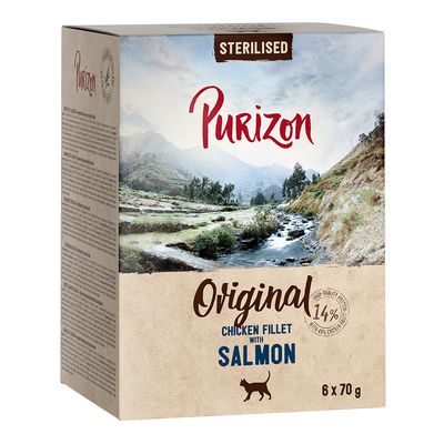 Purizon Adult Grain-Free Sterilised 6 x 70g Chicken Fillet with Salmon