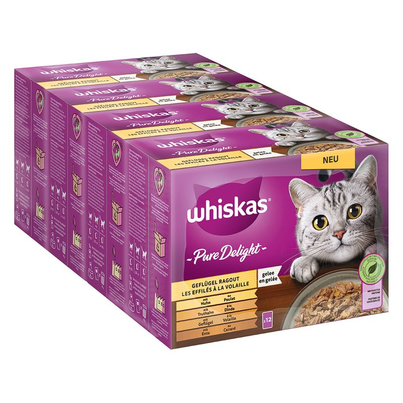 Whiskas Pure Delight Pouches 48 x 85g Mixed Stew in Jelly