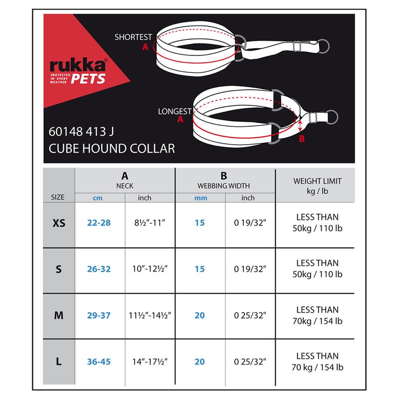 Rukka® Cube Dog Collar - Black Size S: 26-32 cm neck circumference, 6cm (W)