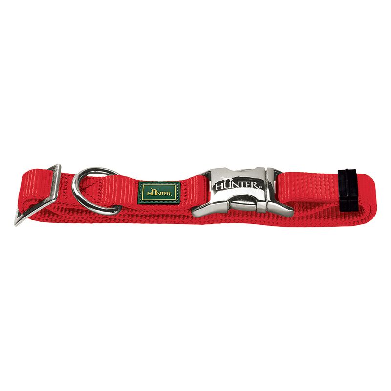 HUNTER Vario Basic Alu-Strong Dog Collar - Red Size L: 40-55cm Neck Circumference