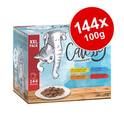 Catessy Pouches XXL Saver Pack 144 x 100g Chunks in Sauce I (4 Varieties)