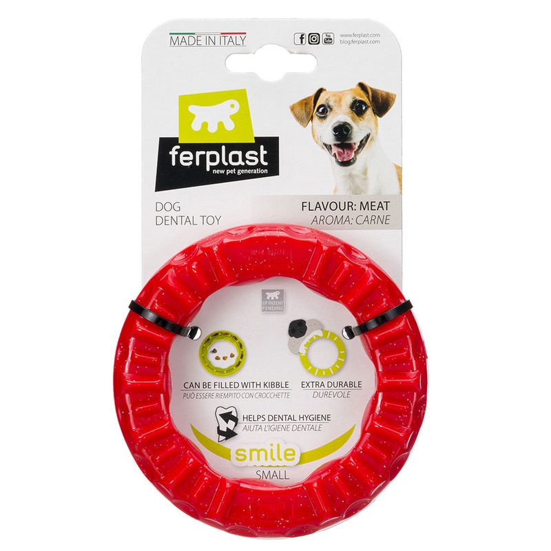 Ferplast Smile chewing ring, red Size S: diameter 12 x H 2.4 cm