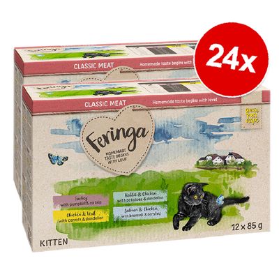 Feringa Classic Meat Menu Kitten Pouches Saver Pack 24 x 85g Mixed Pack 1: 4 Varieties