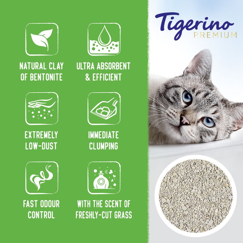 Tigerino Premium Cat Litter – Fresh Cut Grass 12kg