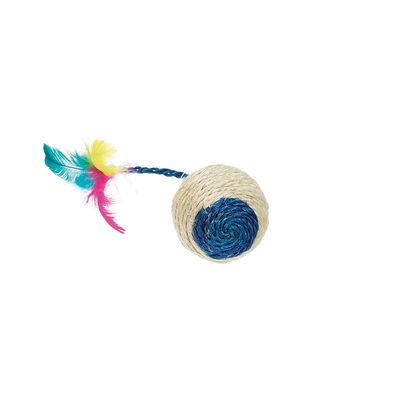Karlie Sisal Play Ball & Scratching Ball with Feather and Rattle 1 piece