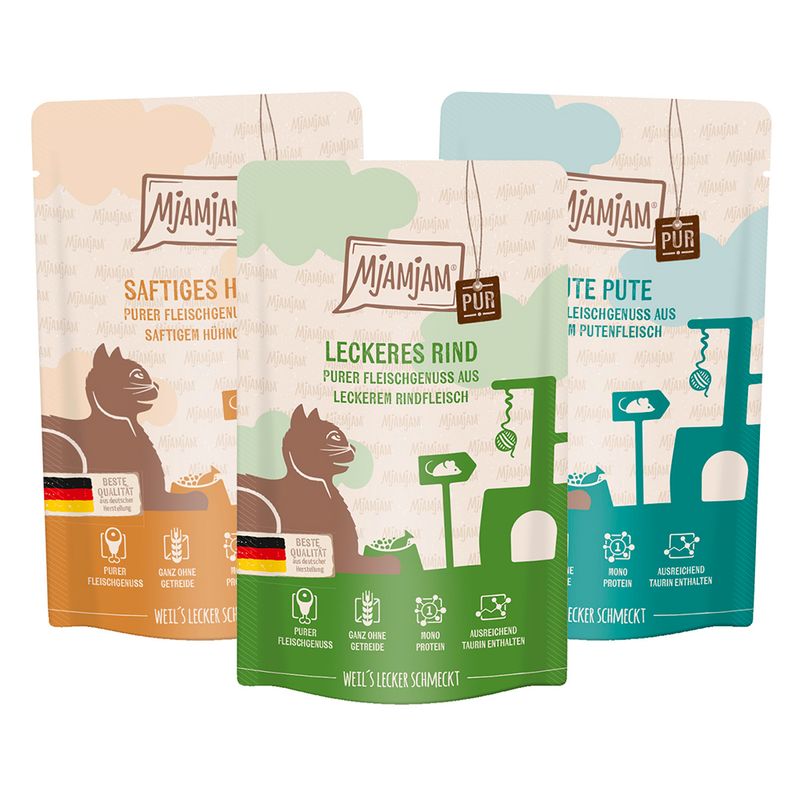 MjAMjAM Pure Meat Pleasure 12 x 125g Mixed Pack (3 Varieties)