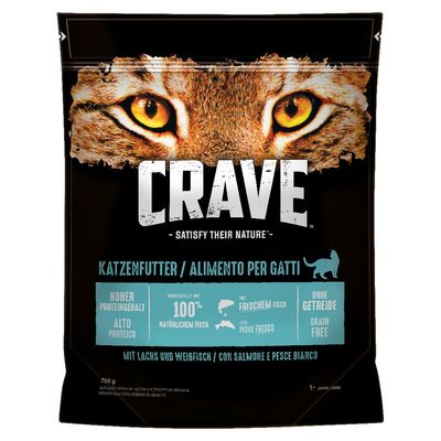 Crave Adult Salmon & Whitefish Dry Cat Food 750g
