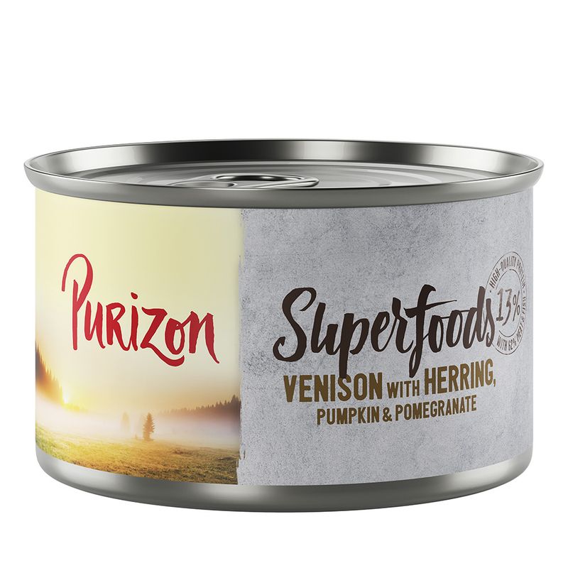 Purizon Superfoods 6 x 140g Mixed Pack (2x Chicken, 2x Tuna, 1x Wild Boar, 1x Game)