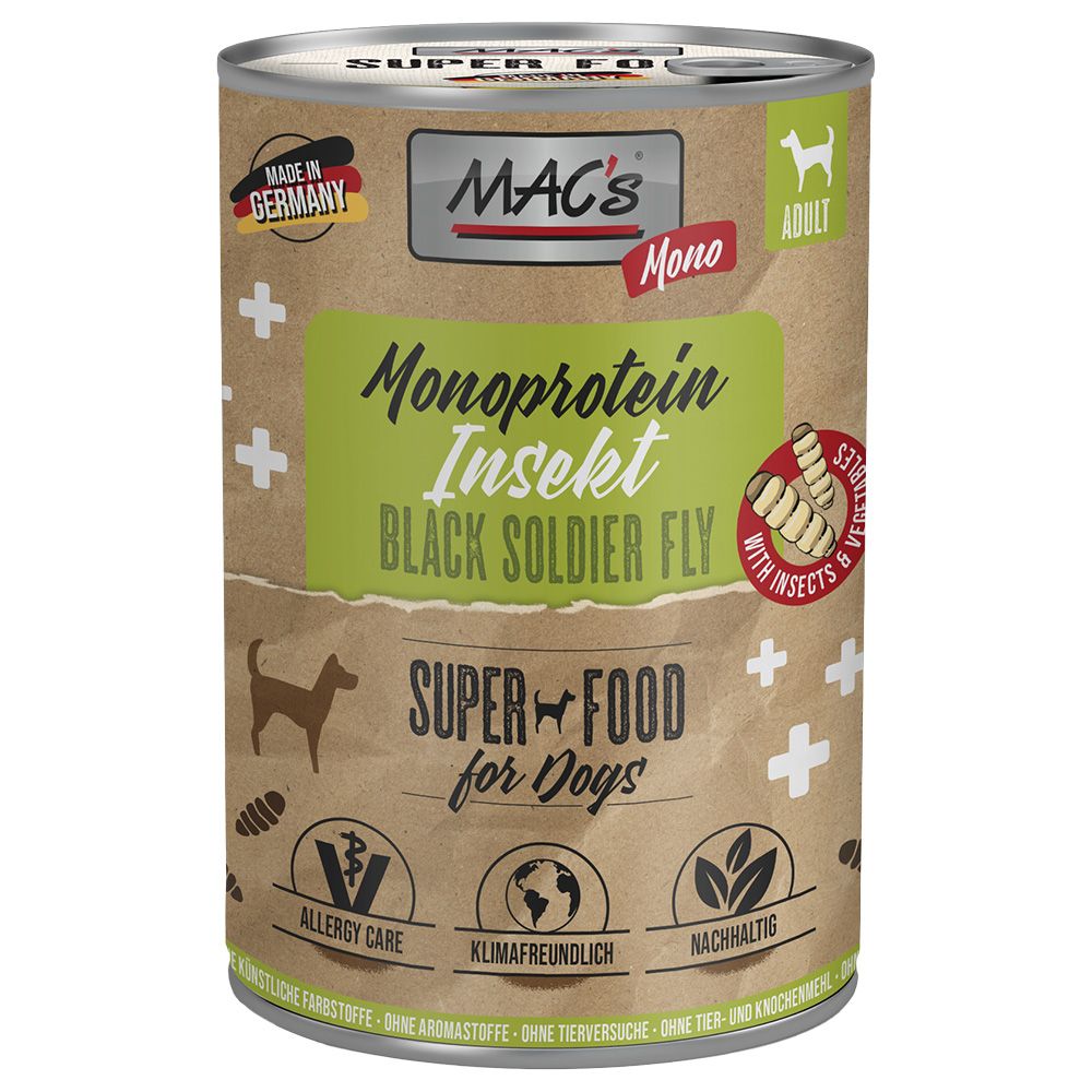 MAC's Mono Insect Wet Dog Food Saver Pack 24 x 375g Insects