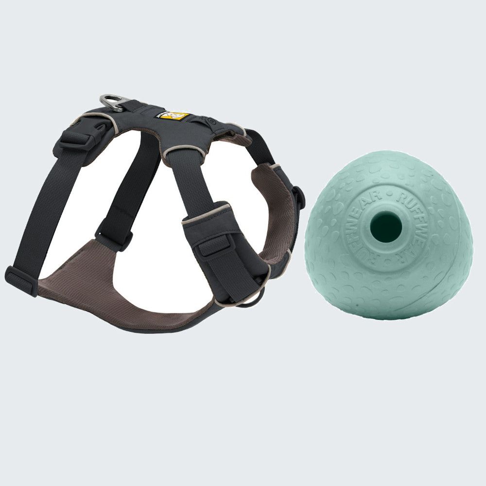 Ruffwear Dog Harness + 8.9cm Ruffwear Dog Toy Free! * Twilight Grey (Size XS: 43 - 56cm Chest Circumference) + Huckama (8.9cm)