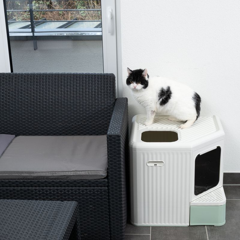 kooa Hop-In Eco-plastic Litter Box White / Mint