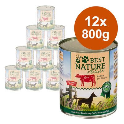 Best Nature Adult Dog Saver Pack 12 x 800g Beef, Rice & Safflower Oil