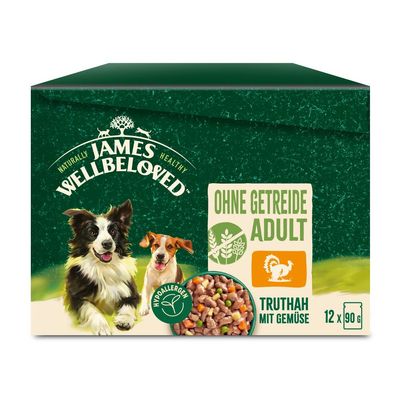 James Wellbeloved Adult Dog Hypoallergenic Turkey with Vegetables in Gravy 12 x 90g