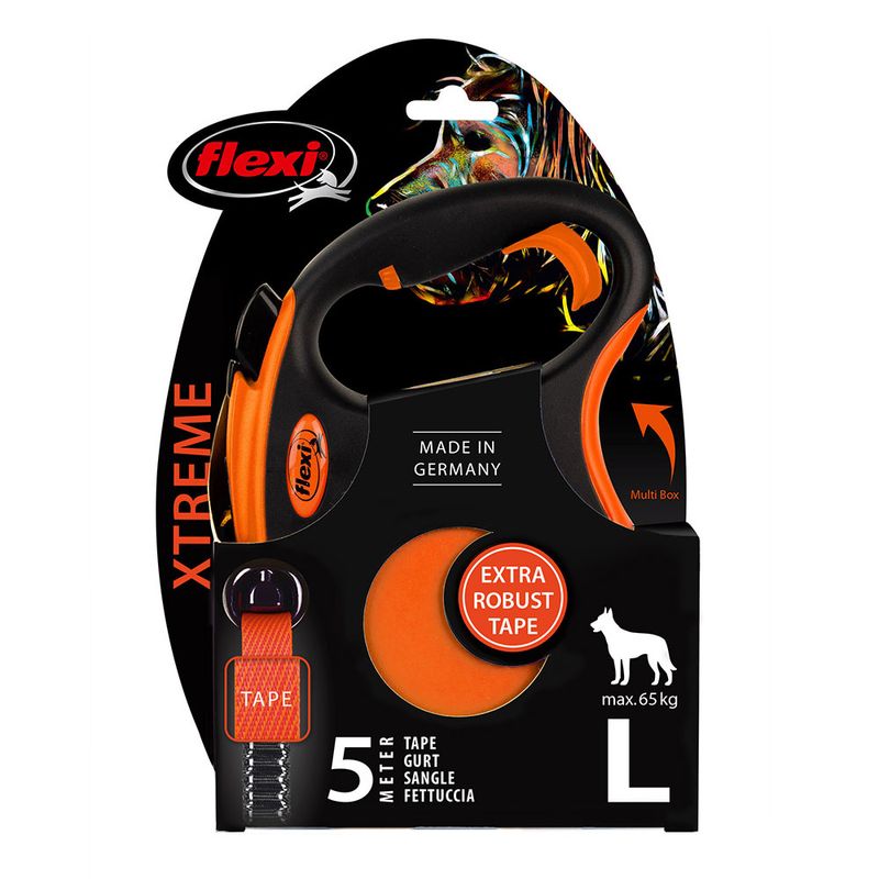 flexi Orange Xtreme Harness 5m Lead M: up to 35kg