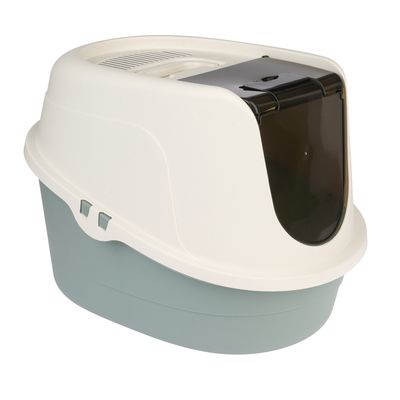 TIAKI Teala Covered Litter Box White/teal