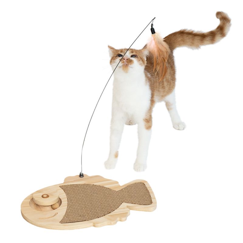 TIAKI Wooden Fish Scratch & Play Cat Toy 36 x 26 x 4 cm (L x W x H)