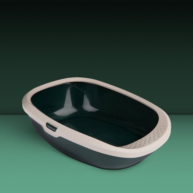 kooa Cat Litter Tray - 100% recycled Plastic Dark green / beige