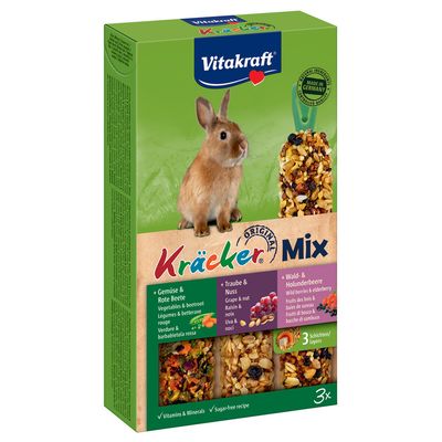 Vitakraft Dwarf Rabbit Cracker Sticks Trio-Mix 3 x 3-pack (Vegetables, Grapes, Forest Berries)