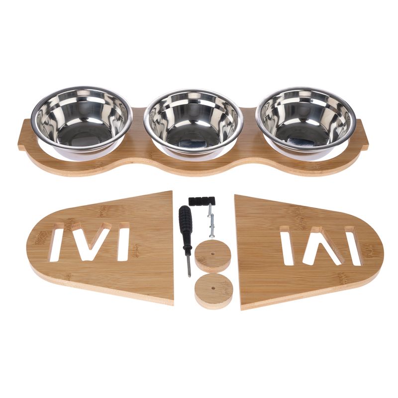 Modern Living Bohemian bamboo bowl bar 3 x 450 ml, L 52 x W 18 x H 18 cm