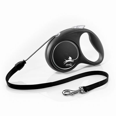 flexi Black Design 5m Rope Lead M: up to 20kg