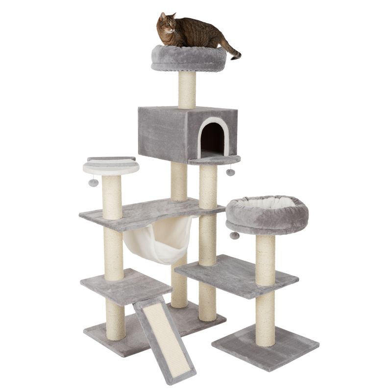 Gingerbread Cat Tree with Ladder - XXL Grey