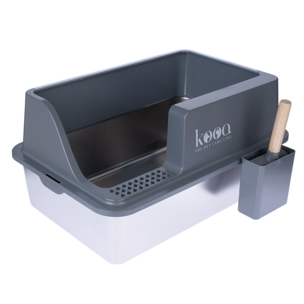 kooa Stainless Steel Litter Box Grey