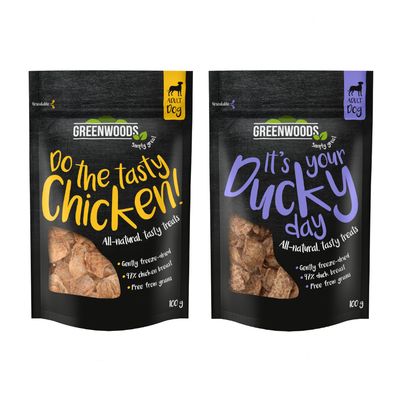 Greenwoods Nuggets Dog Treats Saver Pack 5 x 100g Mixed Pack: 3 x Chicken & 2 x Duck