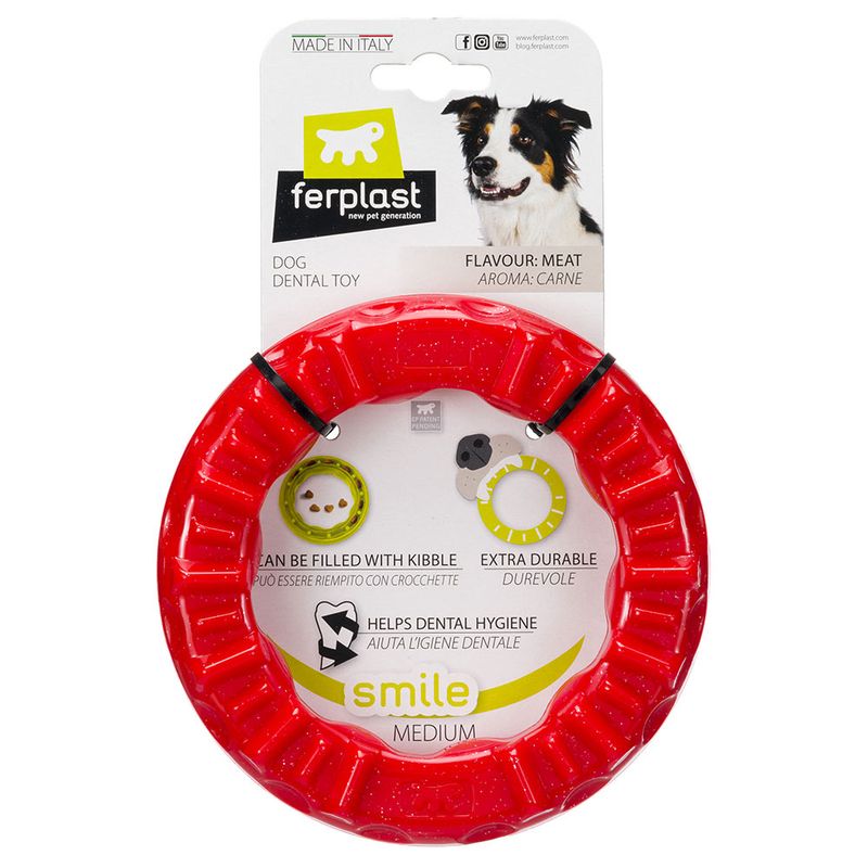 Ferplast Smile chewing ring, red Size S: diameter 12 x H 2.4 cm